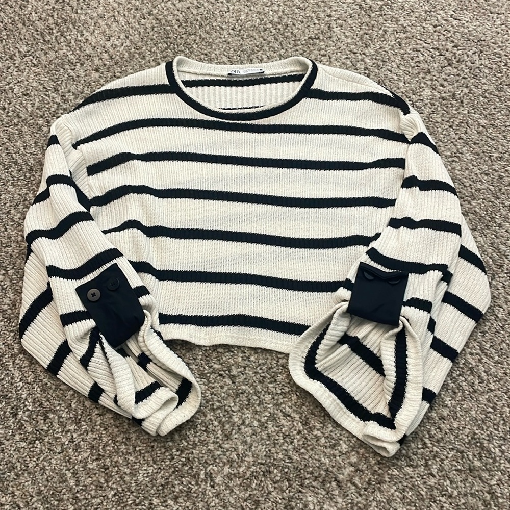 ZARA Women's Cropped Striped Top Size Small